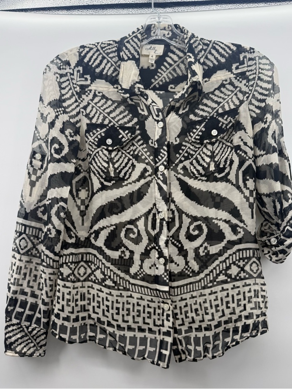 An original Milly of New York‎ geometric print silk blend  blouse size 4